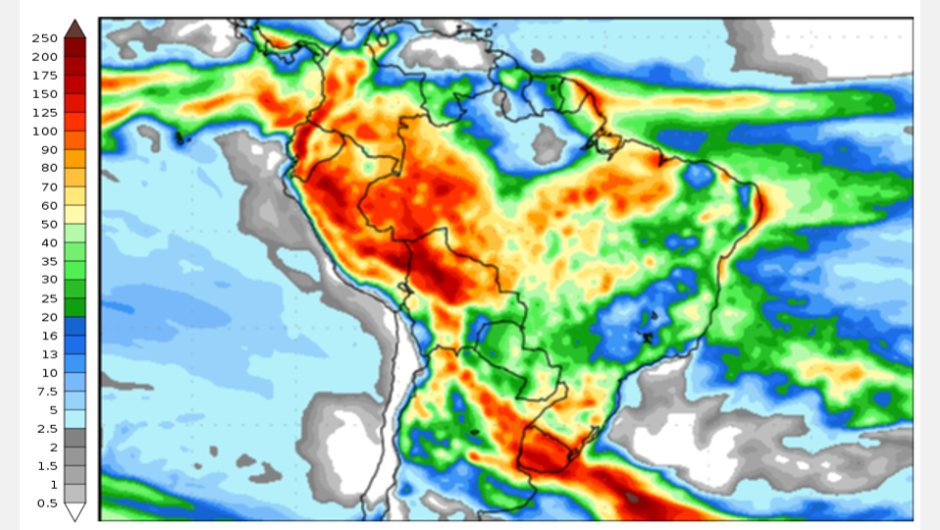 Figura 2: previsão de chuva para 2ª semana (06 e 14/02/2024); fonte: GFS