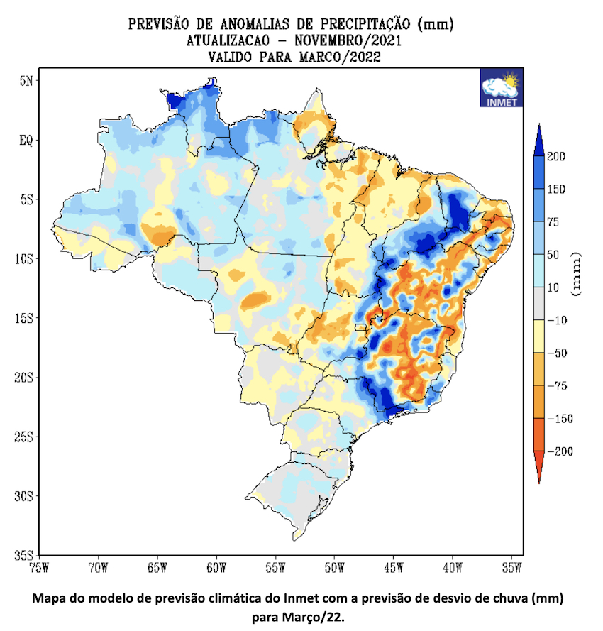 Previsão climática do Inmet mostra como ficarão as chuvas e temperaturas até abril de 2022