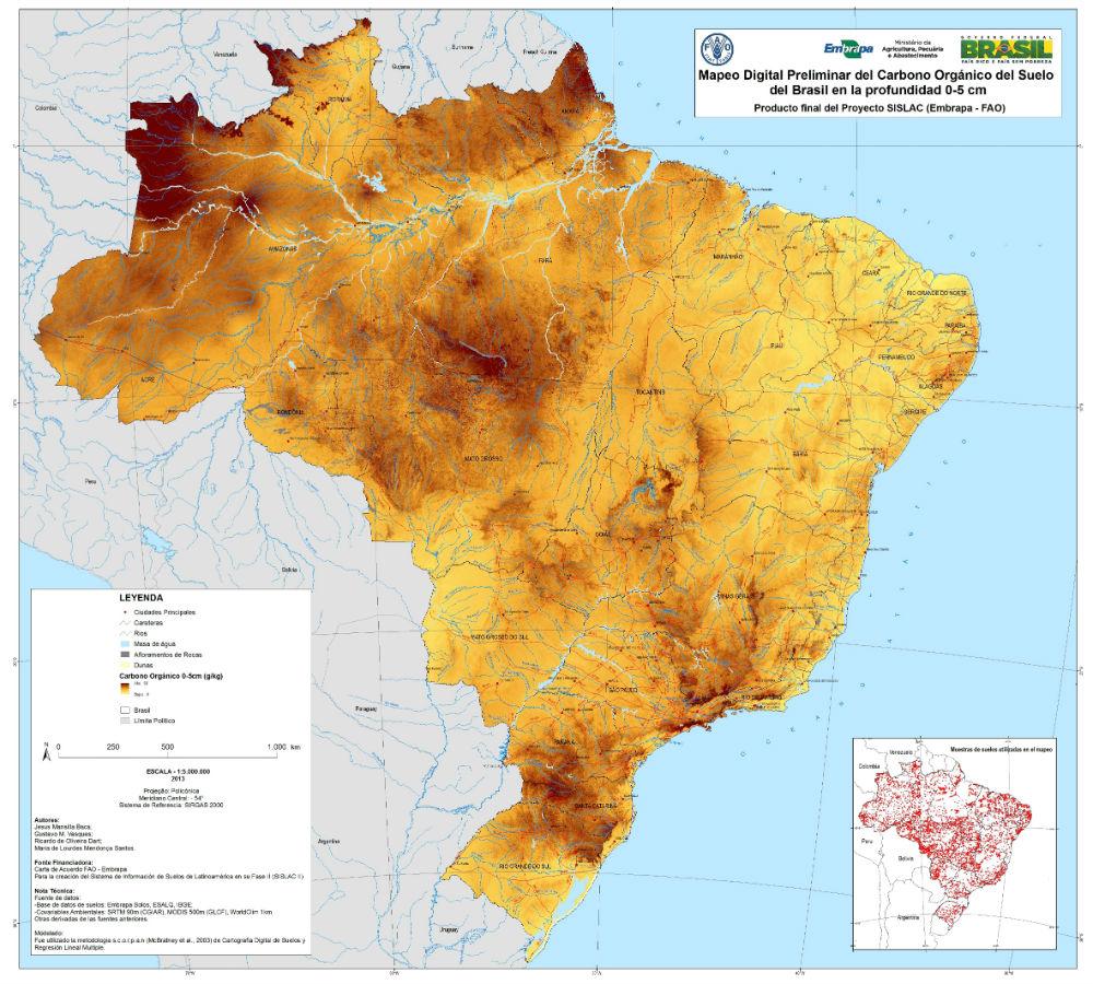 Brasil lança o mapa de carbono orgânico do solo