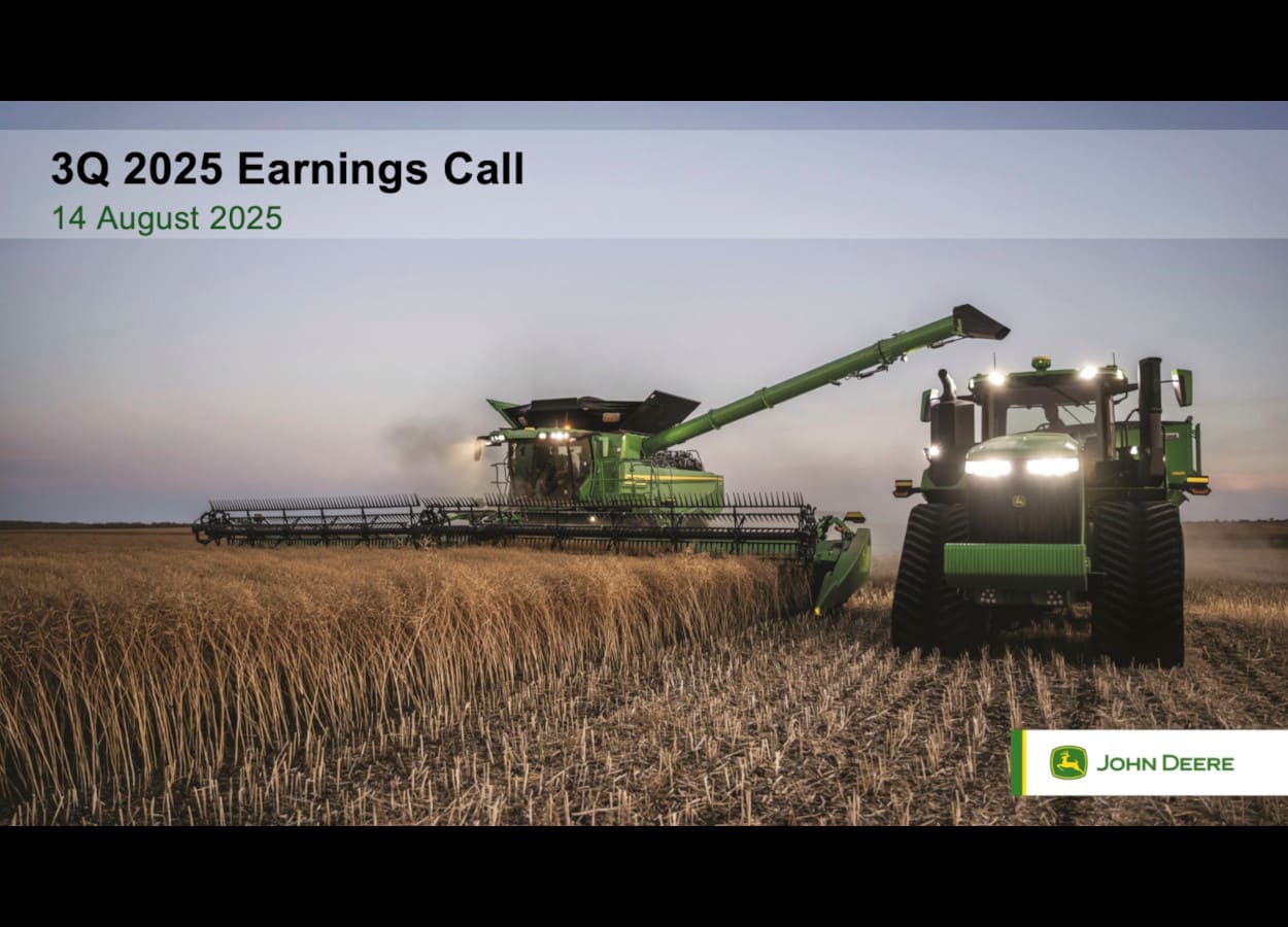 Lucro da John Deere cai 26% no 3º trimestre de 2025