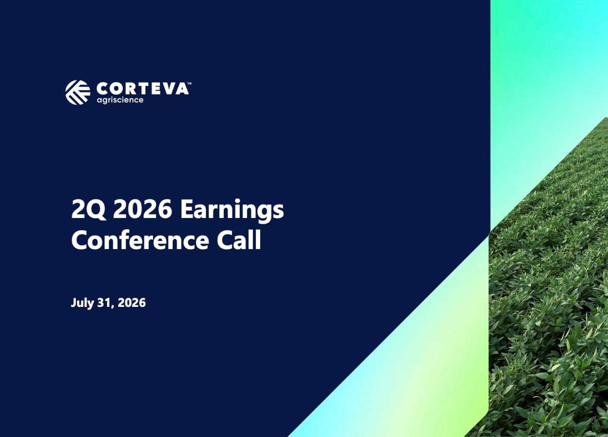 Corteva divulga resultados do segundo trimestre de 2026