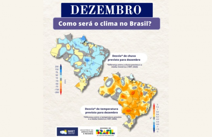 Dezembro terá contraste de chuva entre regiões, aponta Inmet