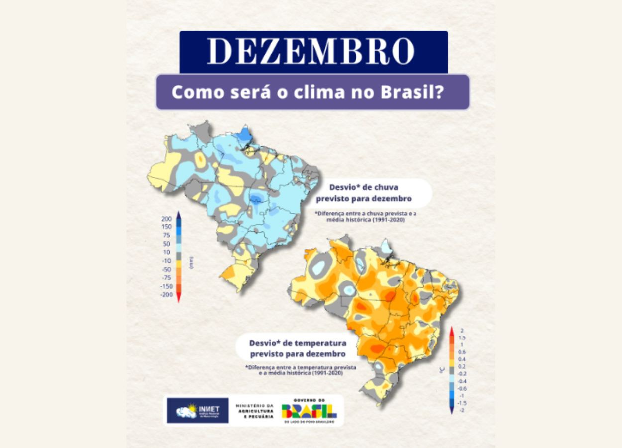 Dezembro terá contraste de chuva entre regiões, aponta Inmet