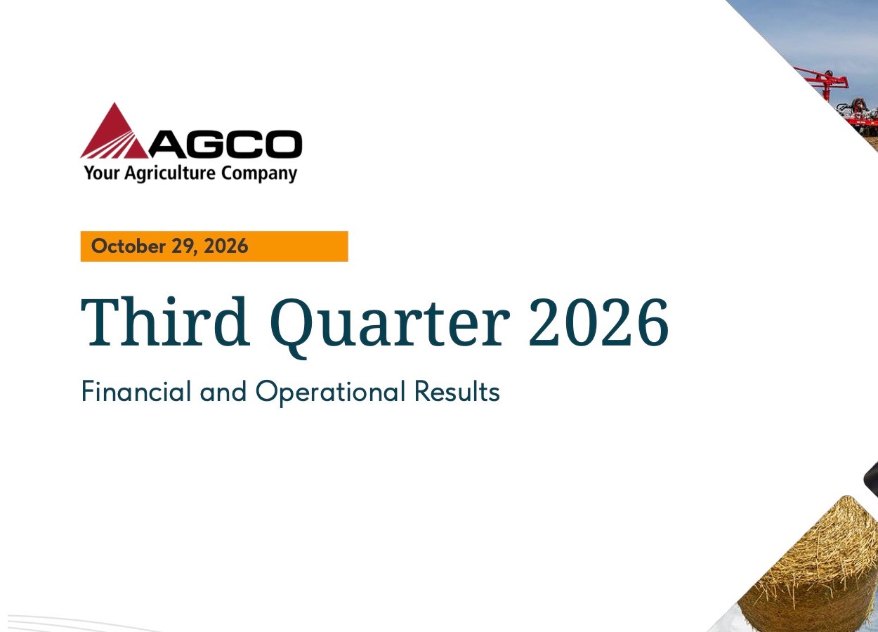 AGCO divulga resultados do terceiro trimestre de 2026