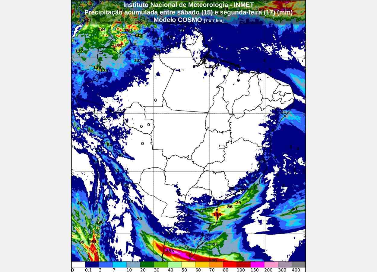 Inmet: previsão do tempo até segunda-feira (17)