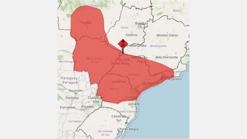 Área sob aviso vermelho de grande perigo para onda de calor, vigente para os últimos dias de setembro, entre sábado (26/9) e quarta-feira (30/9)