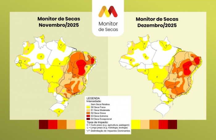 Seca atingiu 63% do território brasileiro em dezembro de 2025