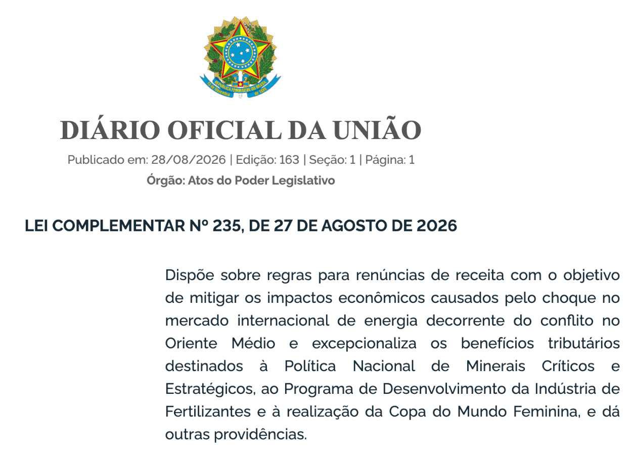 Lei Complementar cria até R$ 10 bilhões em incentivos para fertilizantes