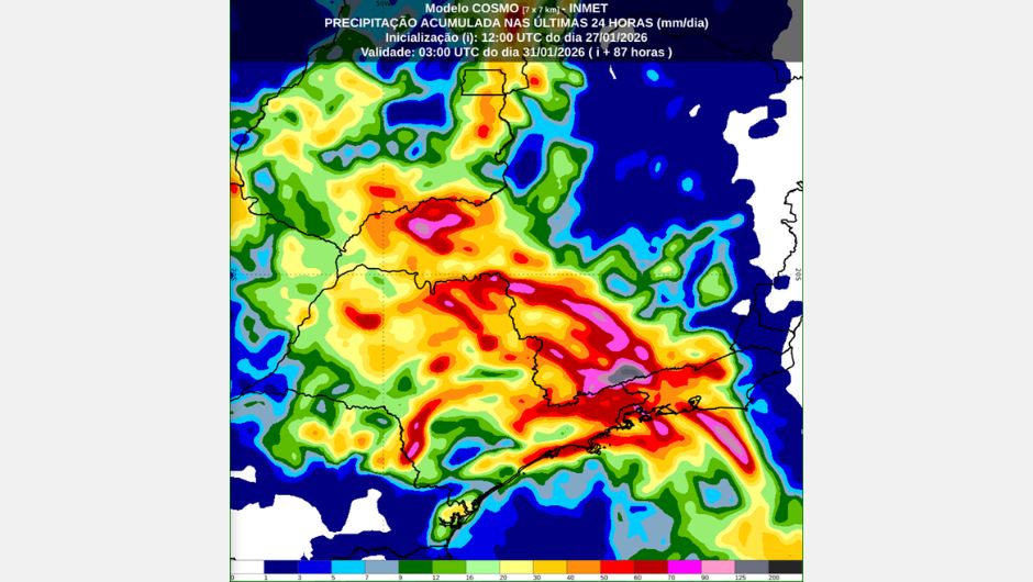 Figura 3 - previsão de chuva para a sexta-feira (30)
