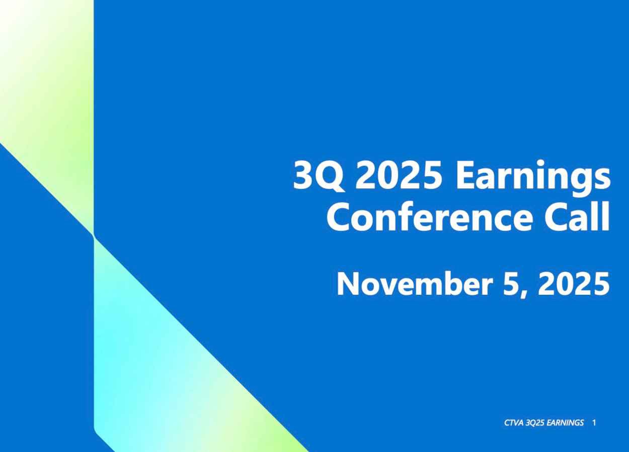 Corteva anuncia resultados do terceiro trimestre de 2025