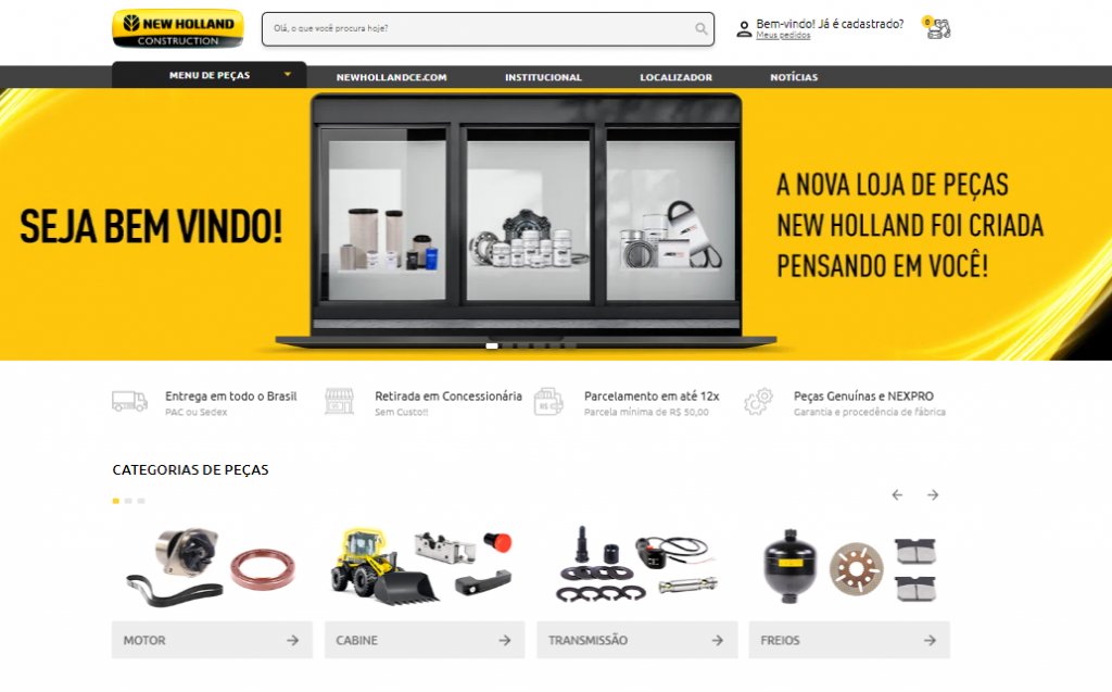 New Holland Construction lança loja online de venda de peças
