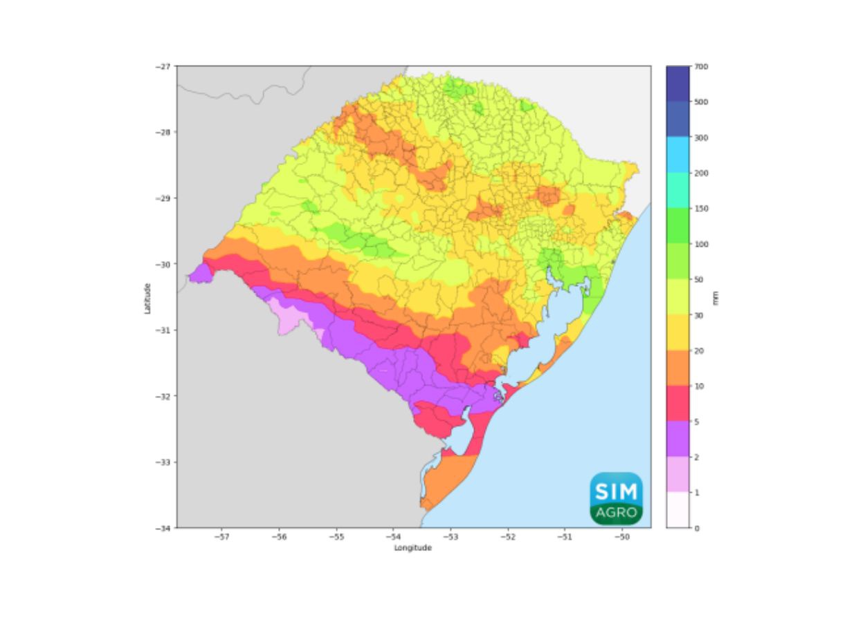 Boletim aponta temperaturas em declínio e acumulados de chuva que devem variar até 50 mm ao longo da semana