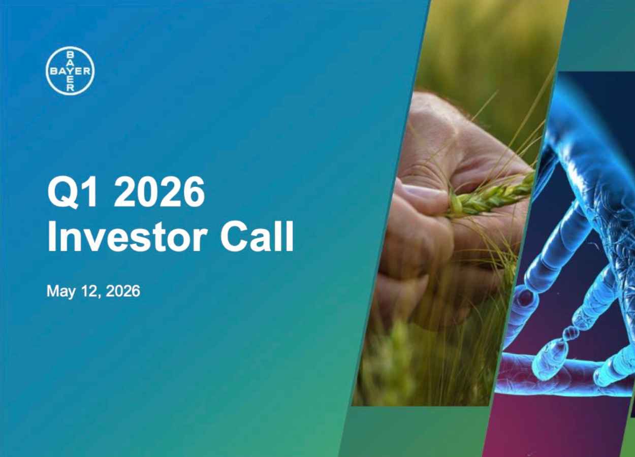 Bayer impulsa sus resultados en el primer trimestre gracias al crecimiento de su división de Ciencias Agrícolas.
