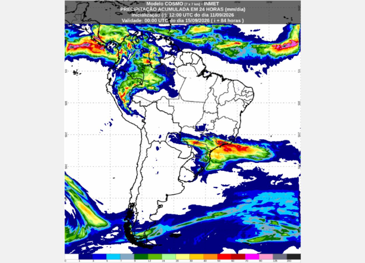 Inmet: previsão do tempo até segunda-feira (14/9)