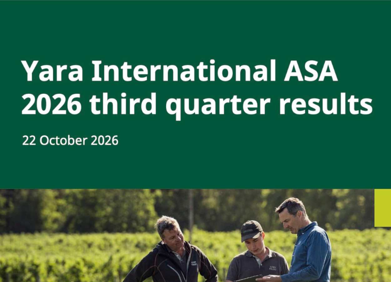 Yara registra queda de 16% no Ebitda ajustado no 3º trimestre
