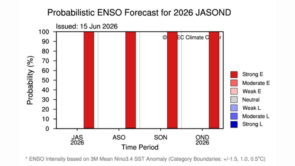 Previsão probabilística de ENOS do APEC Climate Center; fonte: APEC Climate Center
