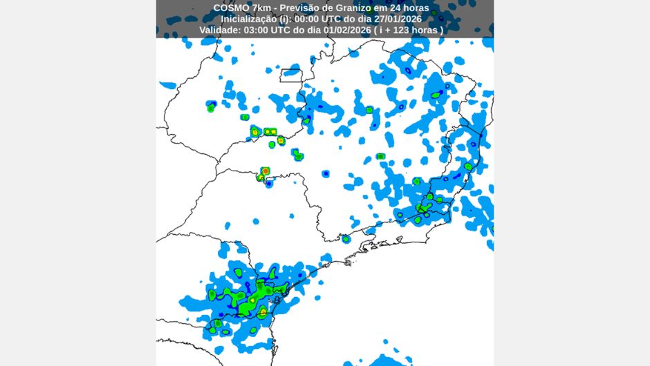 Figura 5 - previsão de queda de granizo para o sábado (31)
