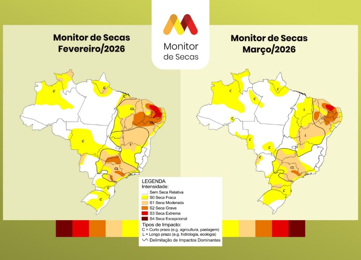 Área afetada recua para 49% do país em março, aponta Monitor de Secas