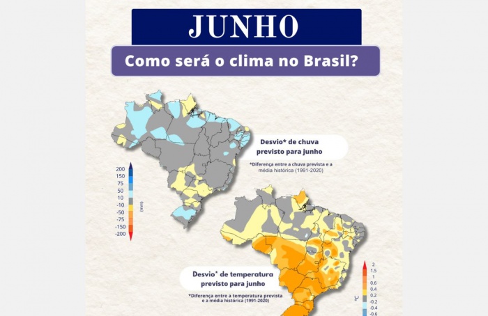 Inmet prevê contrastes climáticos no Brasil em junho