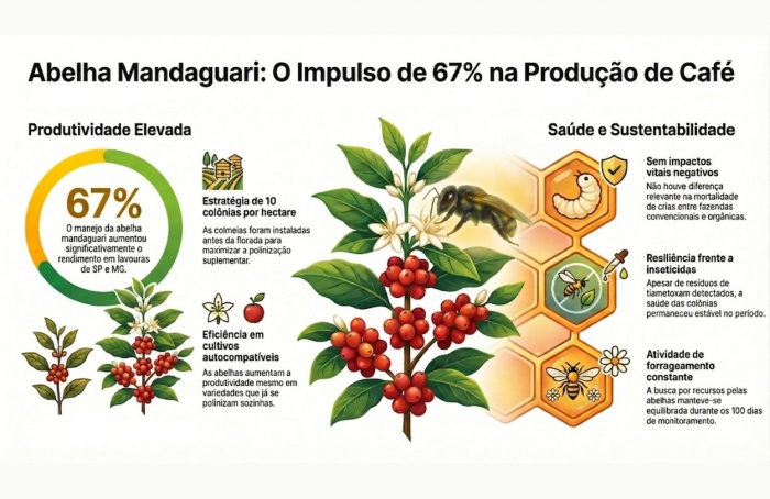 Abelha mandaguari aumenta em até 67% a produção de café arábica
