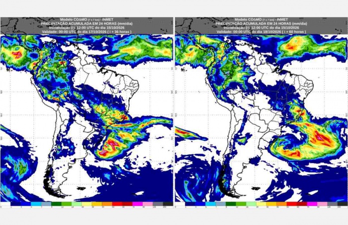Inmet: previsão do tempo para sexta-feira (16/10) e sábado (17/10)