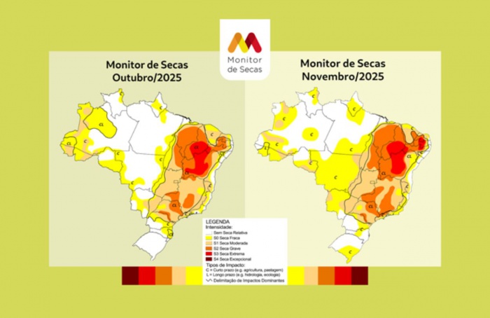 Seca avança e atinge 68% do território brasileiro em novembro