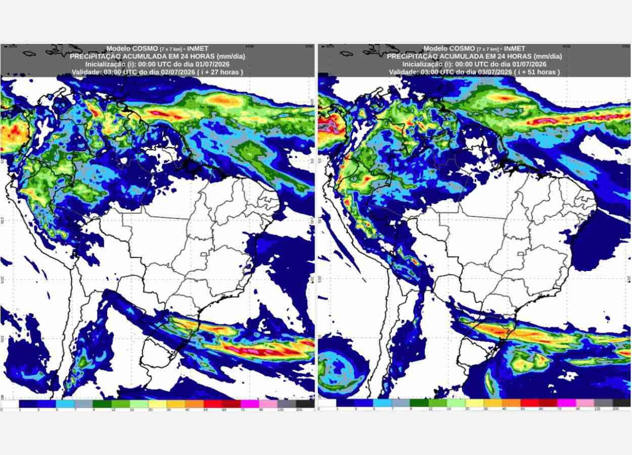 Inmet: previsão do tempo para quinta (2) e sexta-feira (3)