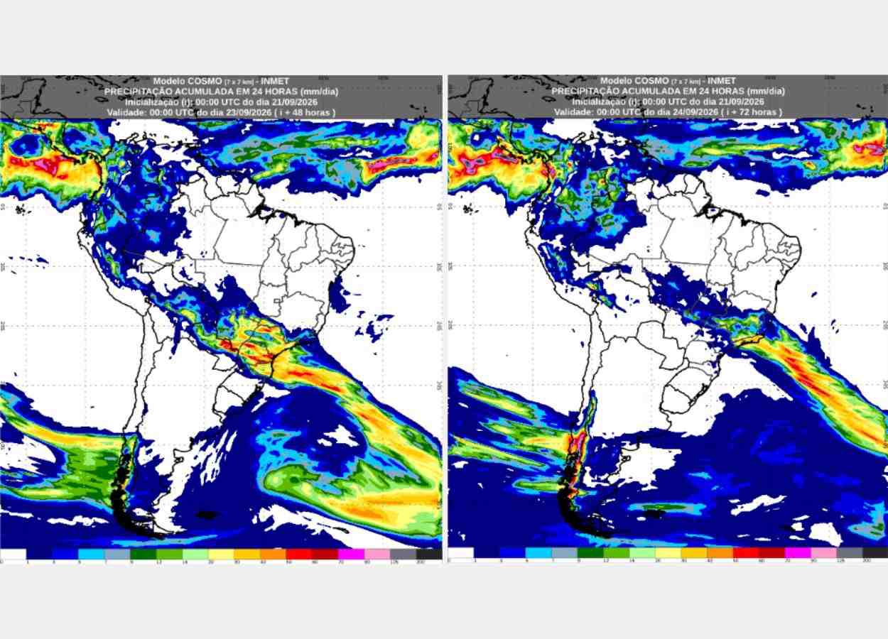Inmet: previsão do tempo para terça (22/9) e quarta-feira (23/9)