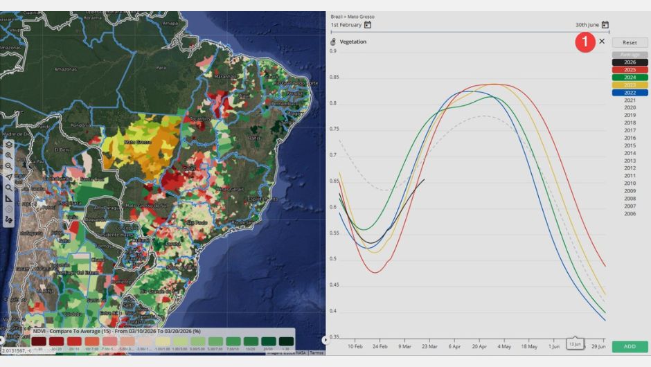 Mapa - Mato Grosso; fonte: EarthDaily Agro