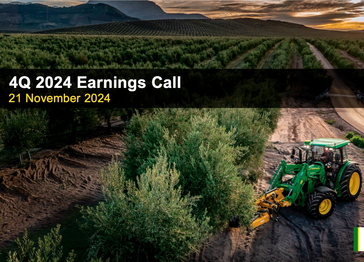 John Deere anuncia resultados do ano fiscal 2024