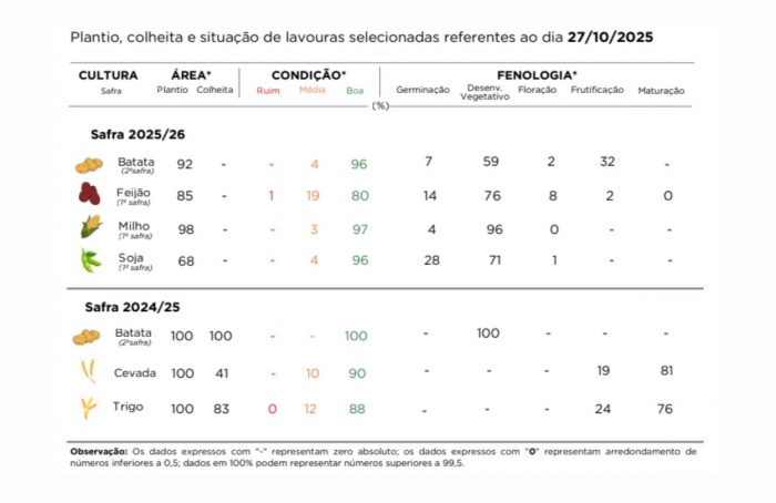 PR Safra 2025/26: plantio da soja segue em ritmo acelerado