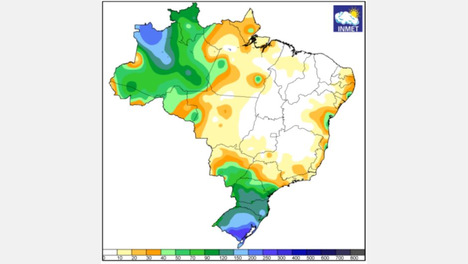 Figura 1 – Precipitação acumulada (mm) em setembro de 2024; fonte: Inmet