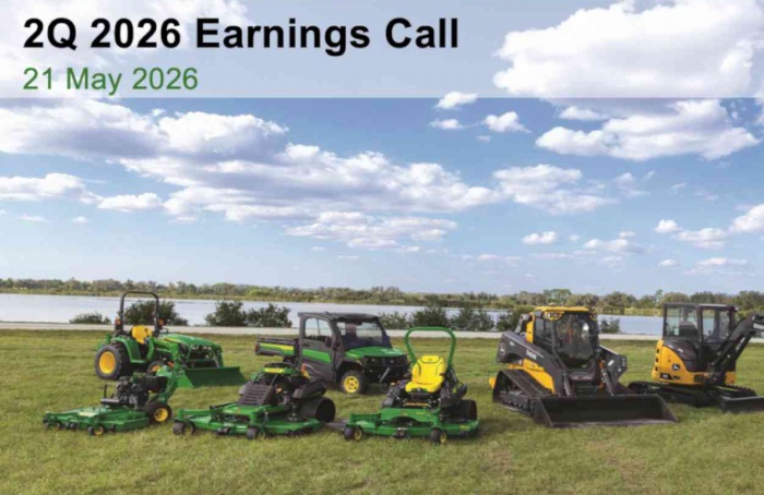 John Deere mantém projeção anual após lucro de US$ 1,77 bilhão