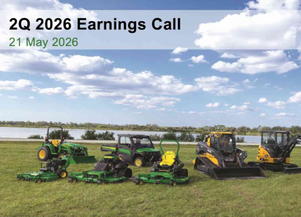 John Deere mantém projeção anual após lucro de US$ 1,77 bilhão