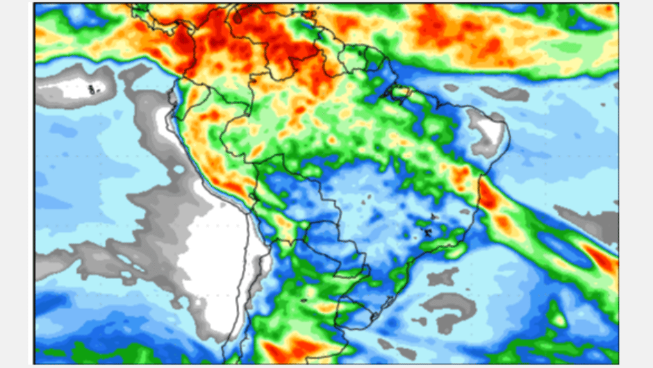 Figura 2: previsão de chuva para a 2ª semana (07/11/2023 a 15/11/2023); fonte: GFS