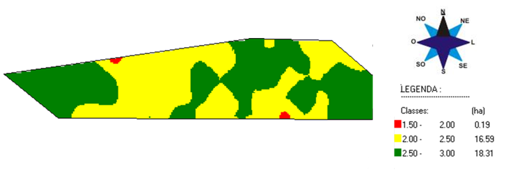Figura 2 – Variabilidade do estande de milho (plantas/m)