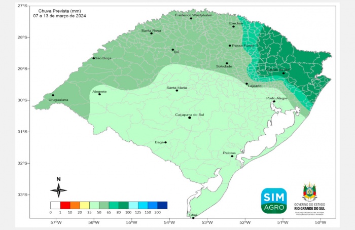 Umidade e chuva marcam a próxima semana no Rio Grande do Sul