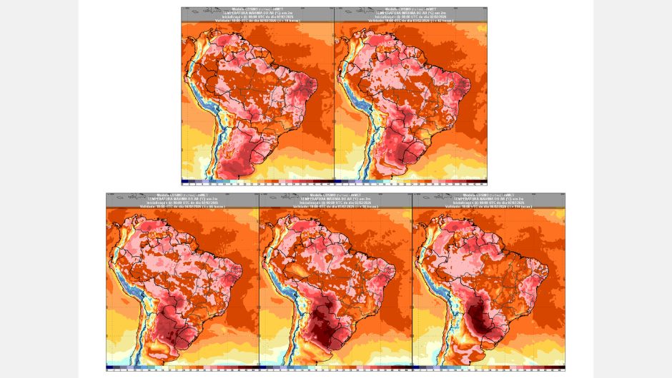 Figura 2: previsão de temperatura máxima para a semana de 02 a 06 de fevereiro de 2026 às 15h (horário de Brasília); fonte: Inmet