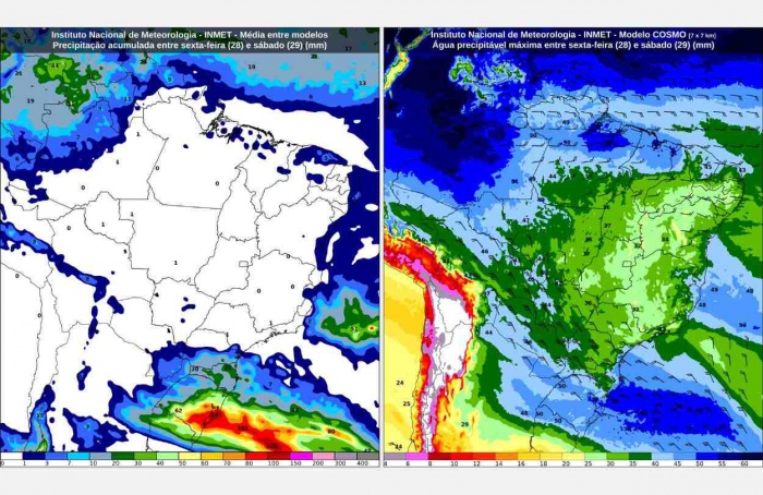Inmet: previsão do tempo para sexta-feira (28) e sábado (29)