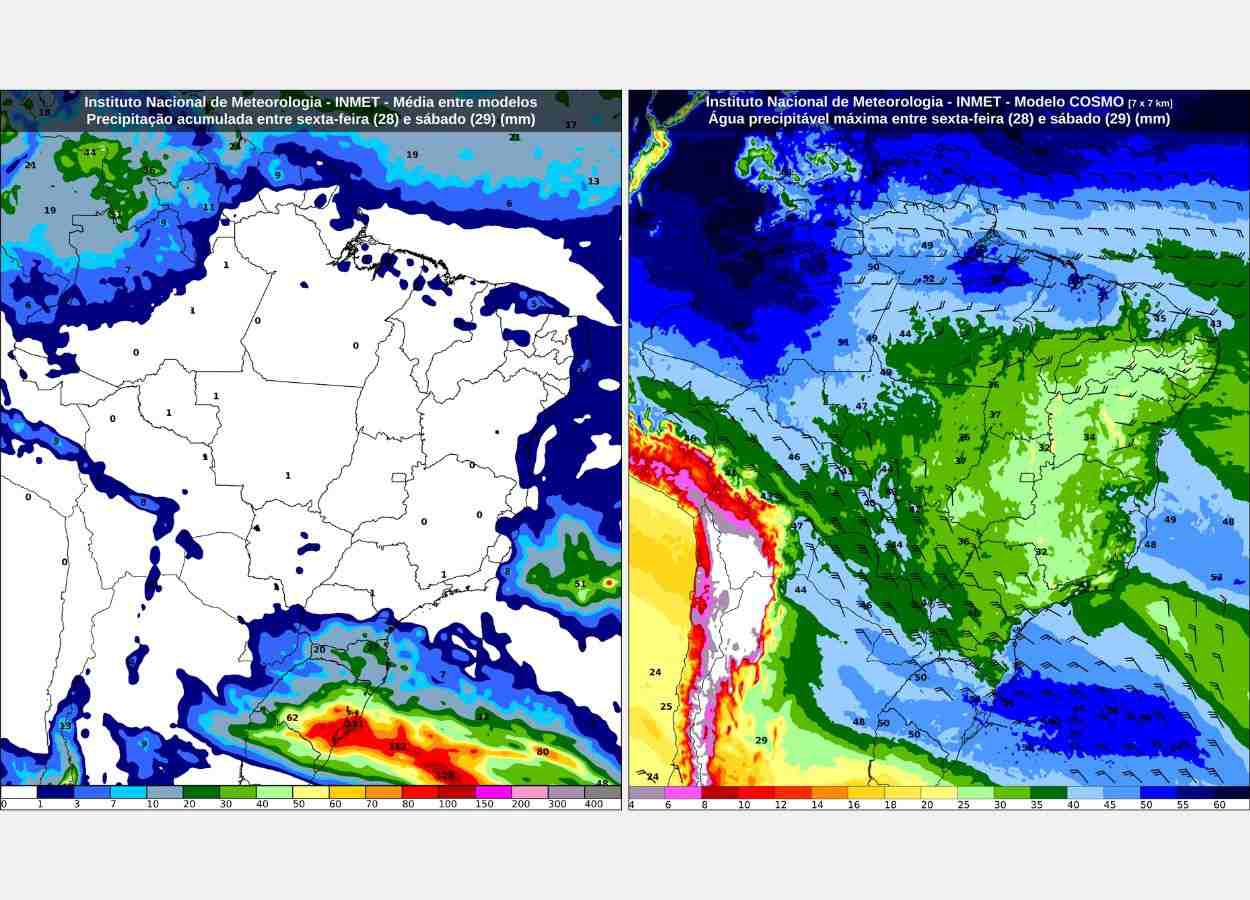 Inmet: previsão do tempo para sexta-feira (28) e sábado (29)