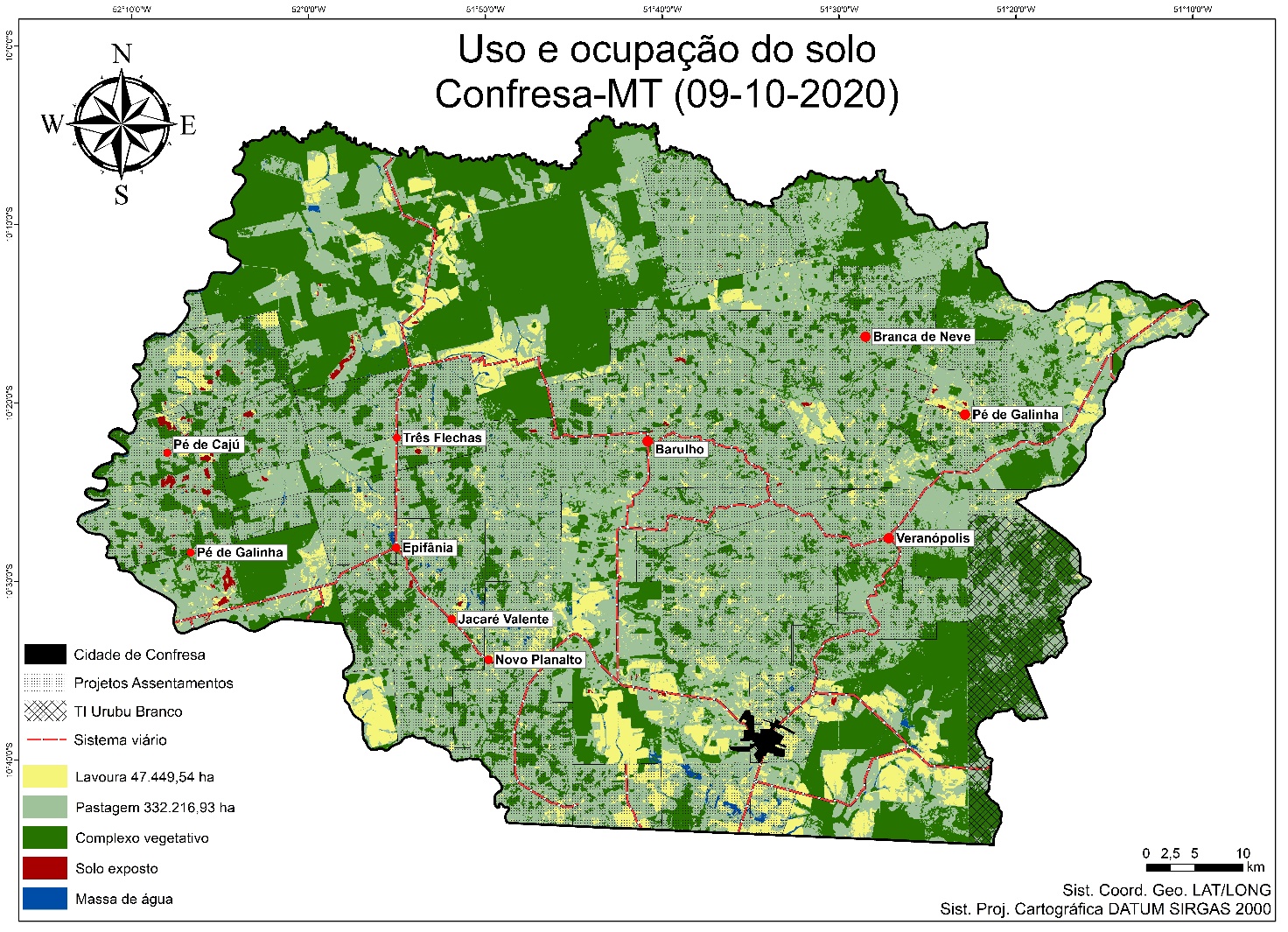 Figura 5. Uso e ocupação do solo no município de Confresa, região Norte Araguaia do Estado de Mato Grosso, Brasil. FONTE: autoria própria.