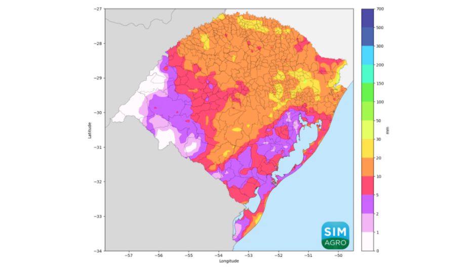 Figura 2 - chuva prevista (em mm) pelo modelo ICON de 29 de janeiro a 04 de fevereiro de 2026