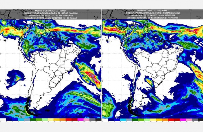 Inmet: previsão do tempo para quarta (17) e quinta-feira (18)