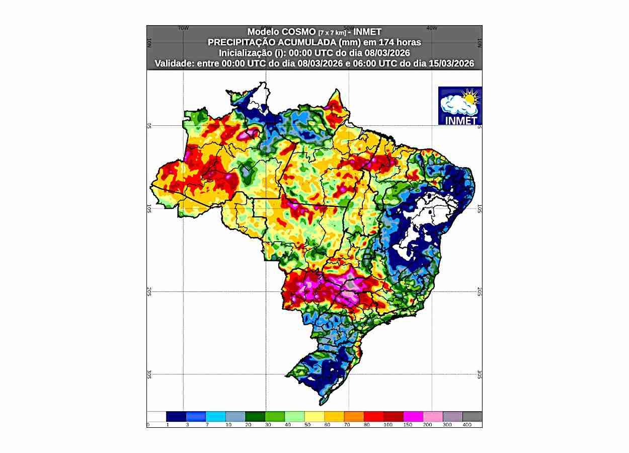 No leste das Regiões Sul e Sudeste, espera-se declínio das temperaturas