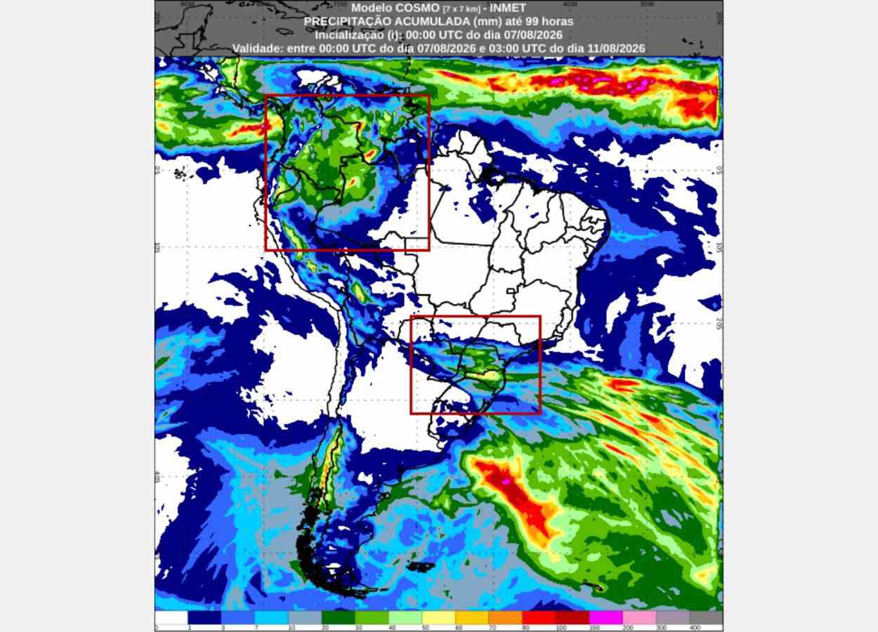 Instituto prevê frio e geadas no Rio Grande do Sul e Santa Catarina, além de tempestades no Paraná, sul de Mato Grosso do Sul e São Paulo