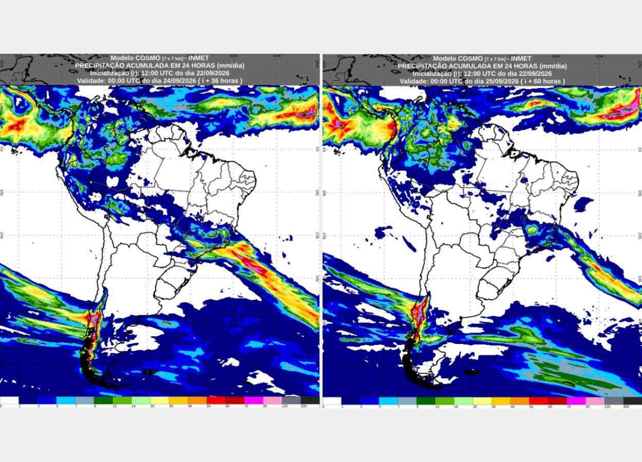 Inmet: previsão do tempo para quarta (23/9) e quinta-feira (24/9)