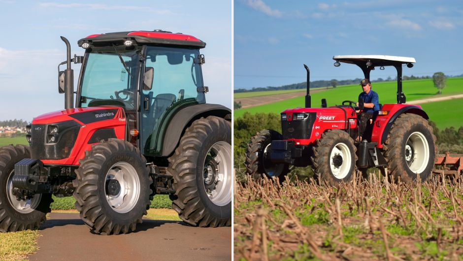 Duas indianas em momentos diferentes: a Mahindra possui fábrica há mais de dez anos no Brasil, consolidada entre os produtores brasileiros; já a Preet está entrando no mercado brasileiro, com fábrica em construção, também apostando no público que exige tratores robustos e simples