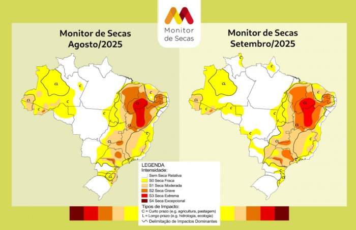 Monitor de Secas mostra agravamento do fenômeno em dez estados