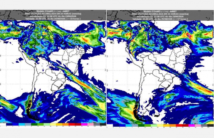 Inmet: previsão do tempo para quarta (24) e quinta-feira (25)